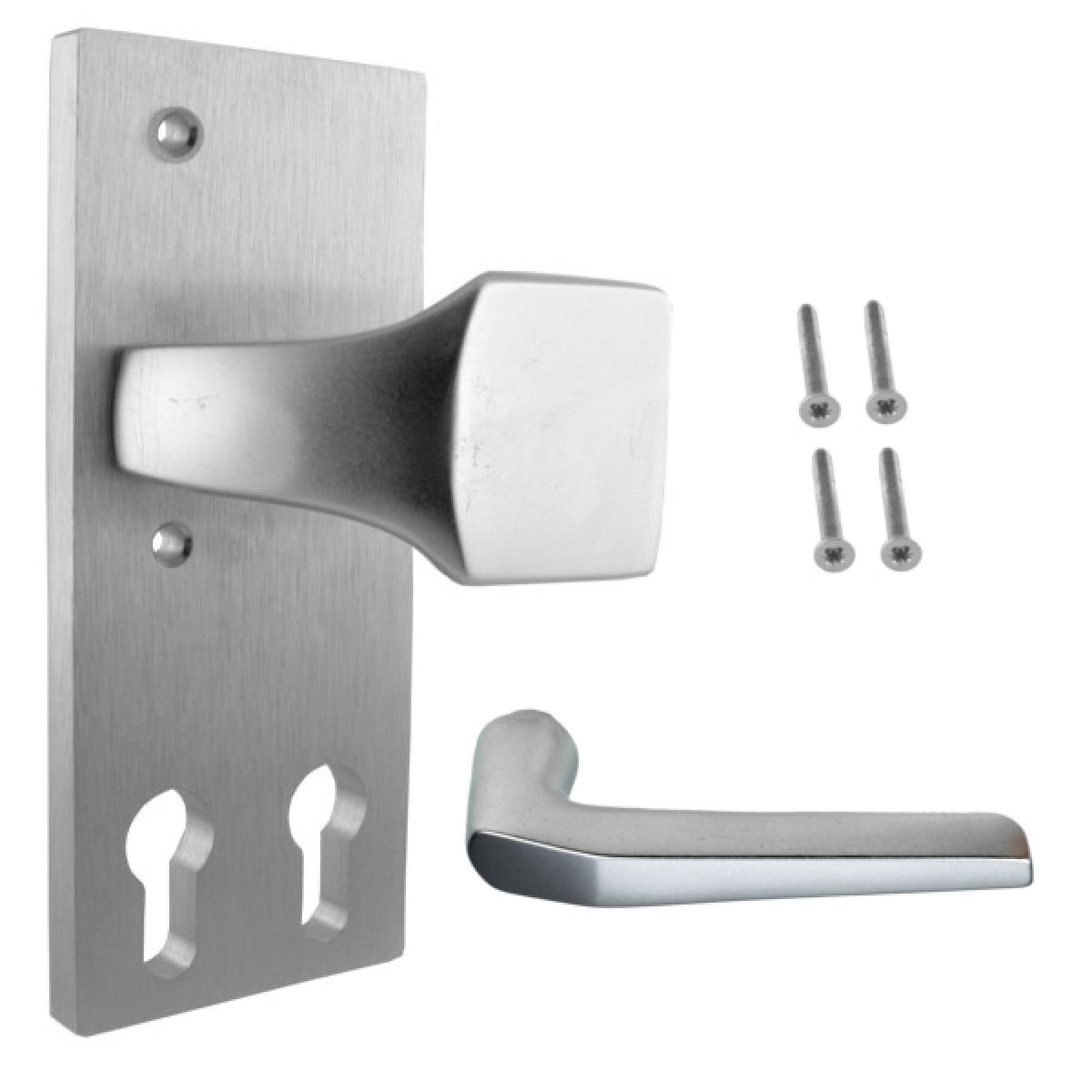 Door lock set, handle and knob for lock case with two profile cylinders, ESK-DPZ-WG - Kopie